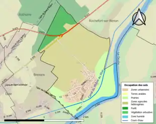 Carte en couleurs présentant l'occupation des sols.