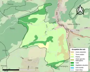 Carte en couleurs présentant l'occupation des sols.