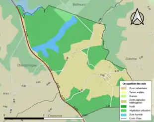 Carte en couleurs présentant l'occupation des sols.