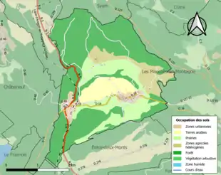 Carte en couleurs présentant l'occupation des sols.