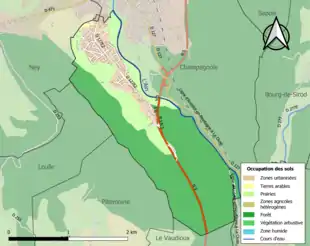 Carte en couleurs présentant l'occupation des sols.