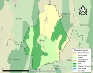 Carte en couleurs présentant l'occupation des sols.