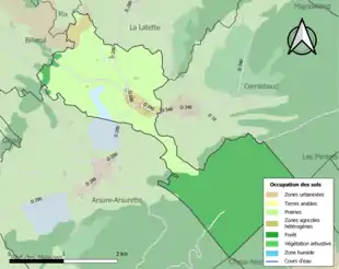 Carte en couleurs présentant l'occupation des sols.