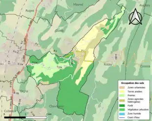 Carte en couleurs présentant l'occupation des sols.