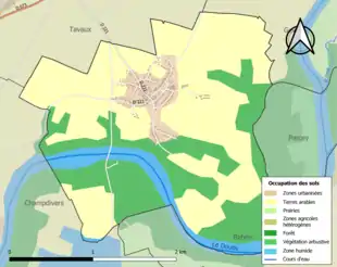 Carte en couleurs présentant l'occupation des sols.