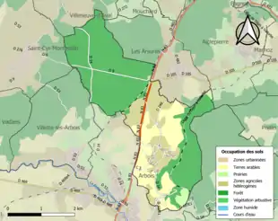 Carte en couleurs présentant l'occupation des sols.