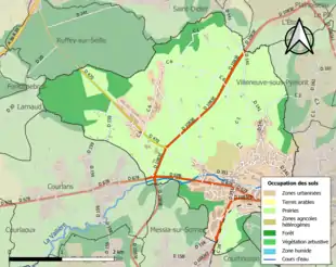 Carte en couleurs présentant l'occupation des sols.