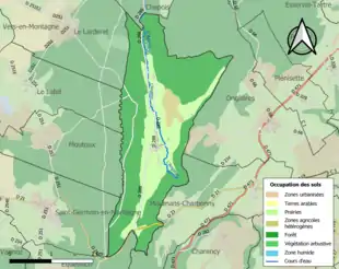 Carte en couleurs présentant l'occupation des sols.