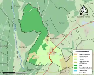 Carte en couleurs présentant l'occupation des sols.