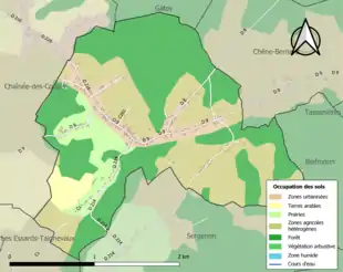 Carte en couleurs présentant l'occupation des sols.