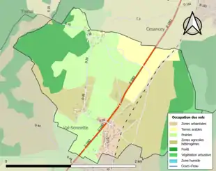 Carte en couleurs présentant l'occupation des sols.