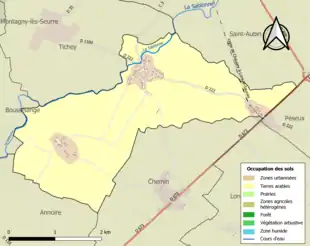 Carte en couleurs présentant l'occupation des sols.