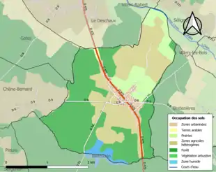 Carte en couleurs présentant l'occupation des sols.