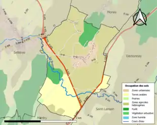 Carte en couleurs présentant l'occupation des sols.