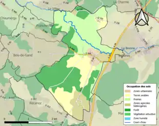 Carte en couleurs présentant l'occupation des sols.