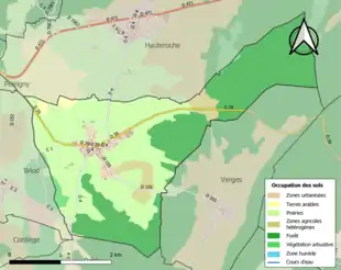 Carte en couleurs présentant l'occupation des sols.