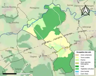 Carte en couleurs présentant l'occupation des sols.