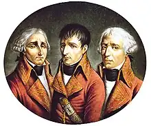 Peinture montrant les portraits en buste des trois consuls.