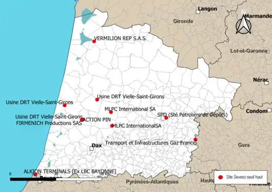 Carte des sites « Seveso seuil haut ».