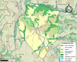 Carte en couleurs présentant l'occupation des sols.