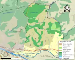 Carte en couleurs présentant l'occupation des sols.