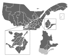 Les 125 circonscriptions provinciales du Québec à la suite du redécoupage adopté le 19 octobre 2011