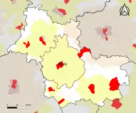 Localisation de l'aire d'attraction de Blois dans le département de Loir-et-Cher.