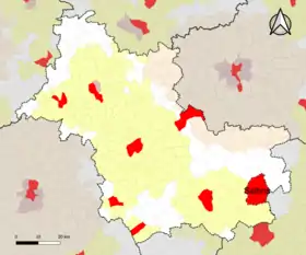 Localisation de l'aire d'attraction de Salbris dans le département de Loir-et-Cher.