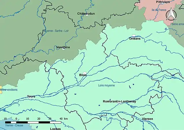 Le Loiret est partagé en deux sous-bassins DCE : Loire moyenne et Mayenne-Sarthe-Loir.