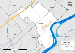 Carte en couleur présentantle réseau hydrographique de la commune