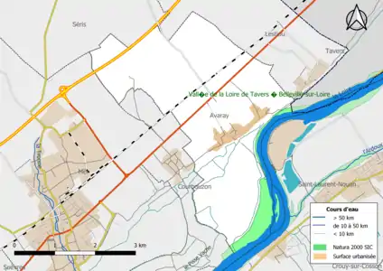 Localisation de la « Vallée de la Loire de Mosnes à Tavers », zone Natura 2000 de type ZSC.