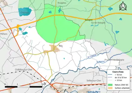 Carte de la zone Natura 2000 de type SIC localisée sur la commune.