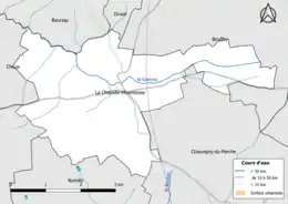 Carte en couleur présentantle réseau hydrographique de la commune