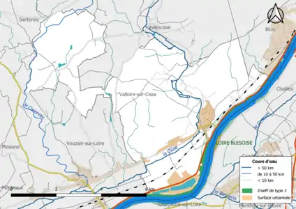 Carte des ZNIEFF de type 2 localisées sur la commune.