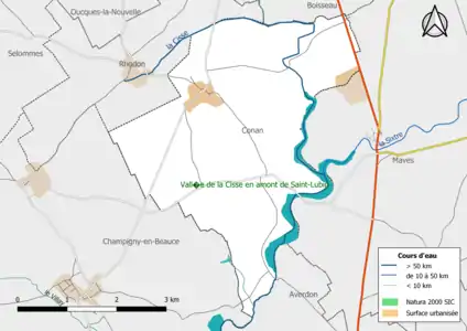 Carte du site Natura 2000 de type SIC localisée sur la commune.