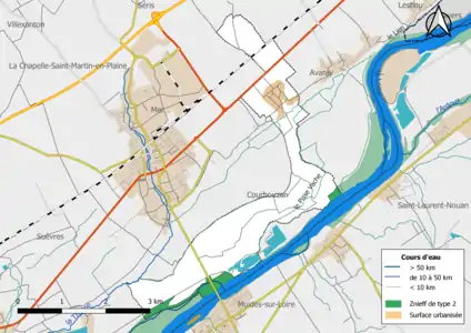 Carte des ZNIEFF de type 2 localisées sur la commune.