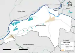 Carte en couleur présentantle réseau hydrographique de la commune