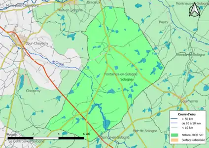 Carte de la zone Natura 2000 de type SIC localisée sur la commune.