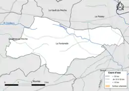 Carte en couleur présentantle réseau hydrographique de la commune