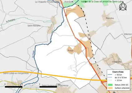 Carte de la zone Natura 2000 de type SIC localisée sur la commune.