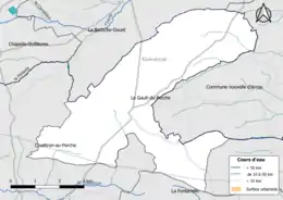 Carte en couleur présentantle réseau hydrographique de la commune