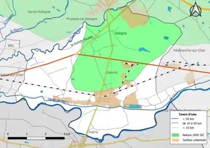 Carte du site Natura 2000 de type SIC localisée sur la commune.