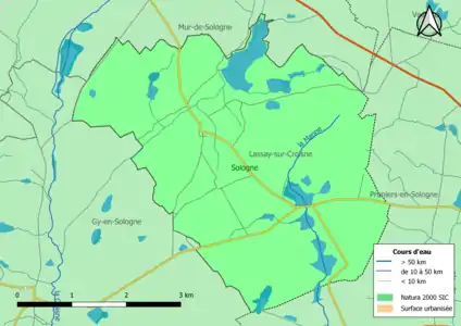 Carte de la zone Natura 2000 de type SIC localisée sur la commune.