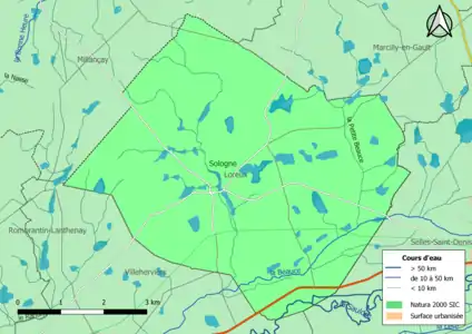 Carte de la zone Natura 2000 de type SIC localisée sur la commune.