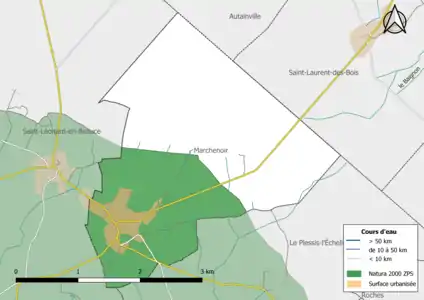 Carte de la zone Natura 2000 de type ZPS « la Petite Beauce ».