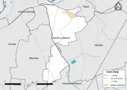 Carte en couleur présentantle réseau hydrographique de la commune