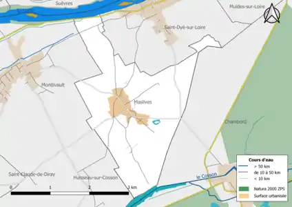 Carte de la zone Natura 2000 de type ZPS localisée sur la commune.