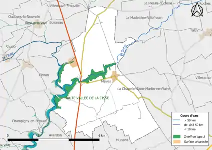 Carte des ZNIEFF de type 2 localisées sur la commune.