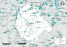 Carte en couleur présentantle réseau hydrographique de la commune