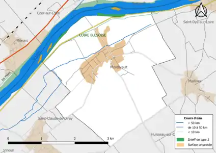 Carte des ZNIEFF de type 2 localisées sur la commune.